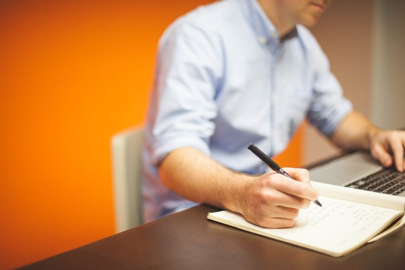 Businessman working on laptop